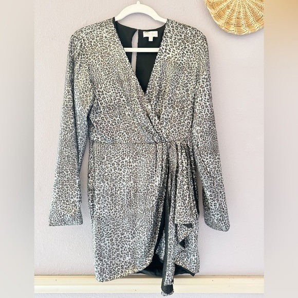 Ronny Kobo Collection Dresses & Skirts - Ronny Kobo Jerry Leopard Print Dress Metallic Silver Size Small